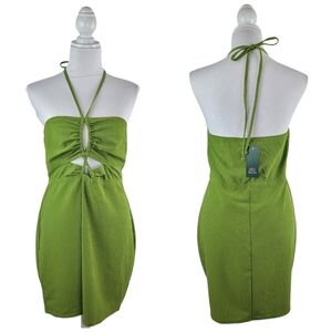 Wild Fable Green Halter Dress Size Large Women Olive Mini Summer Lolita Coquette